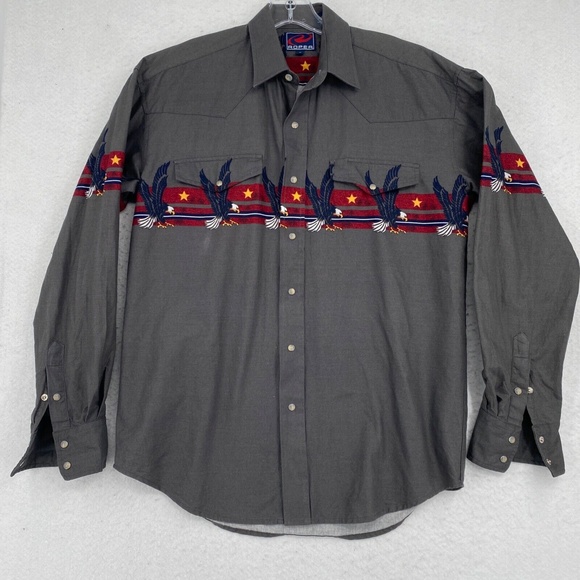 Roper Other - VTG Roper Mens Small Western Shirt Pearl Snap Eagle Stars Stripes Long Sleeve
